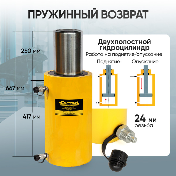 Гидроцилиндр 200т двухполостной ход 250мм Car-Tool CT-T200250