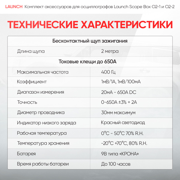 Комплект аксессуаров для осциллографа Launch Scope box O2-1 и O2-2 LNC-081