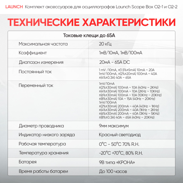 Комплект аксессуаров для осциллографа Launch Scope box O2-1 и O2-2 LNC-081
