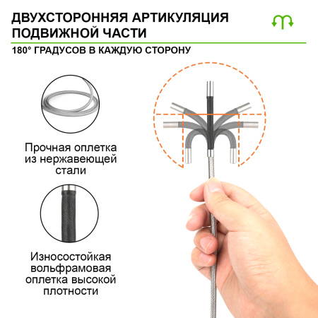 Видеоэндоскоп управляемый, экран 4.5", 1Мп, 1280х720, 1м, 4мм зонд, 360° iCartool IC-VC1042W