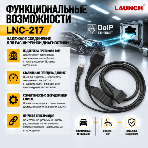 Диагностический кабель DoIP для Launch DBScar VII Launch LNC-217