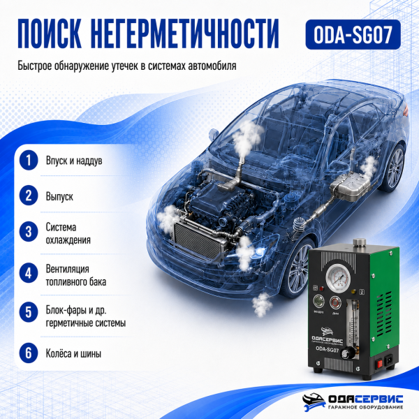Дымогенератор автомобильный, 2 режима работы, встроенный насос, регулировка потока ОДА Сервис ODA-SG07