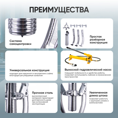 Съемник гидравлический 10 т с выносным насосом Car-Tool CT-10700
