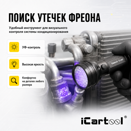 Фонарь ультрафиолетовый, 51 светодиод iCartool IC-L201